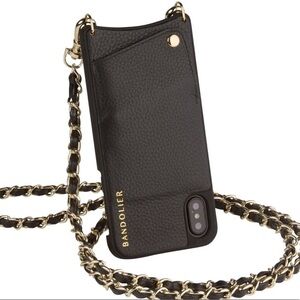 BANDOLIER ‘Emma’ Cross Body Phone Case | Black with gold chain IPhone X